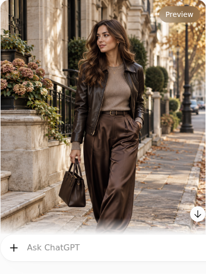 Leather Jacket With Satin Trousers and Fine Knit