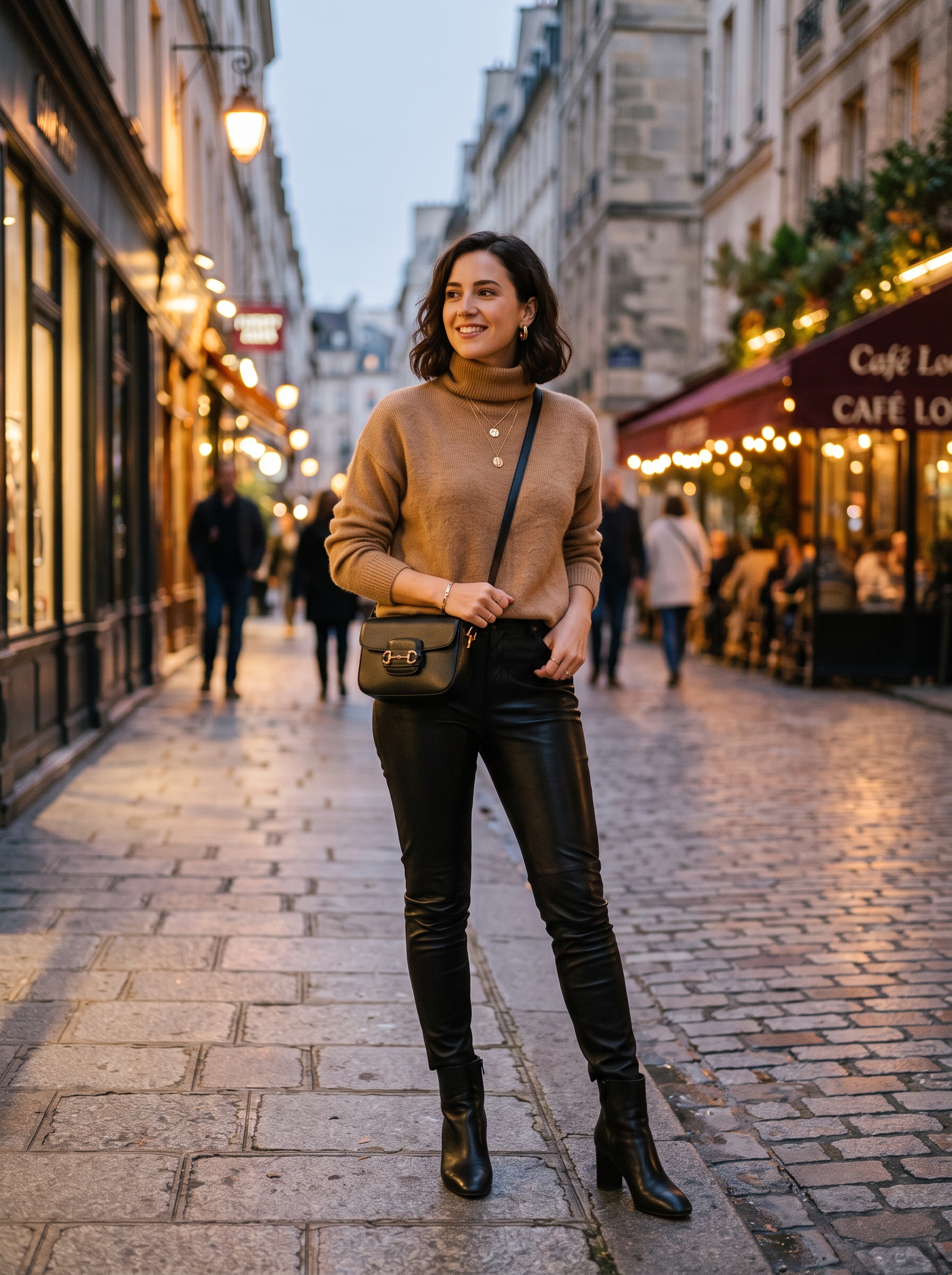 Leather Pants With a Soft Knit Top