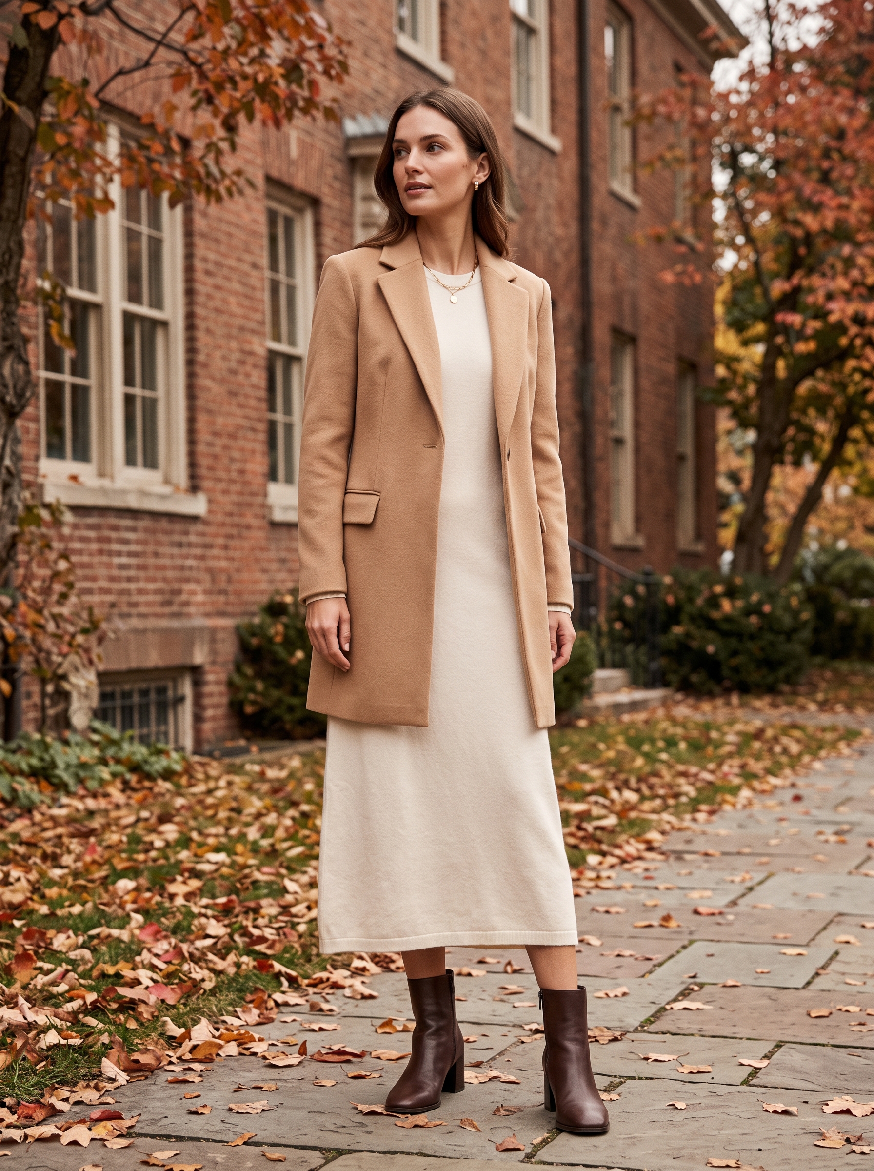 Long Blazer With a Soft Knit Dress