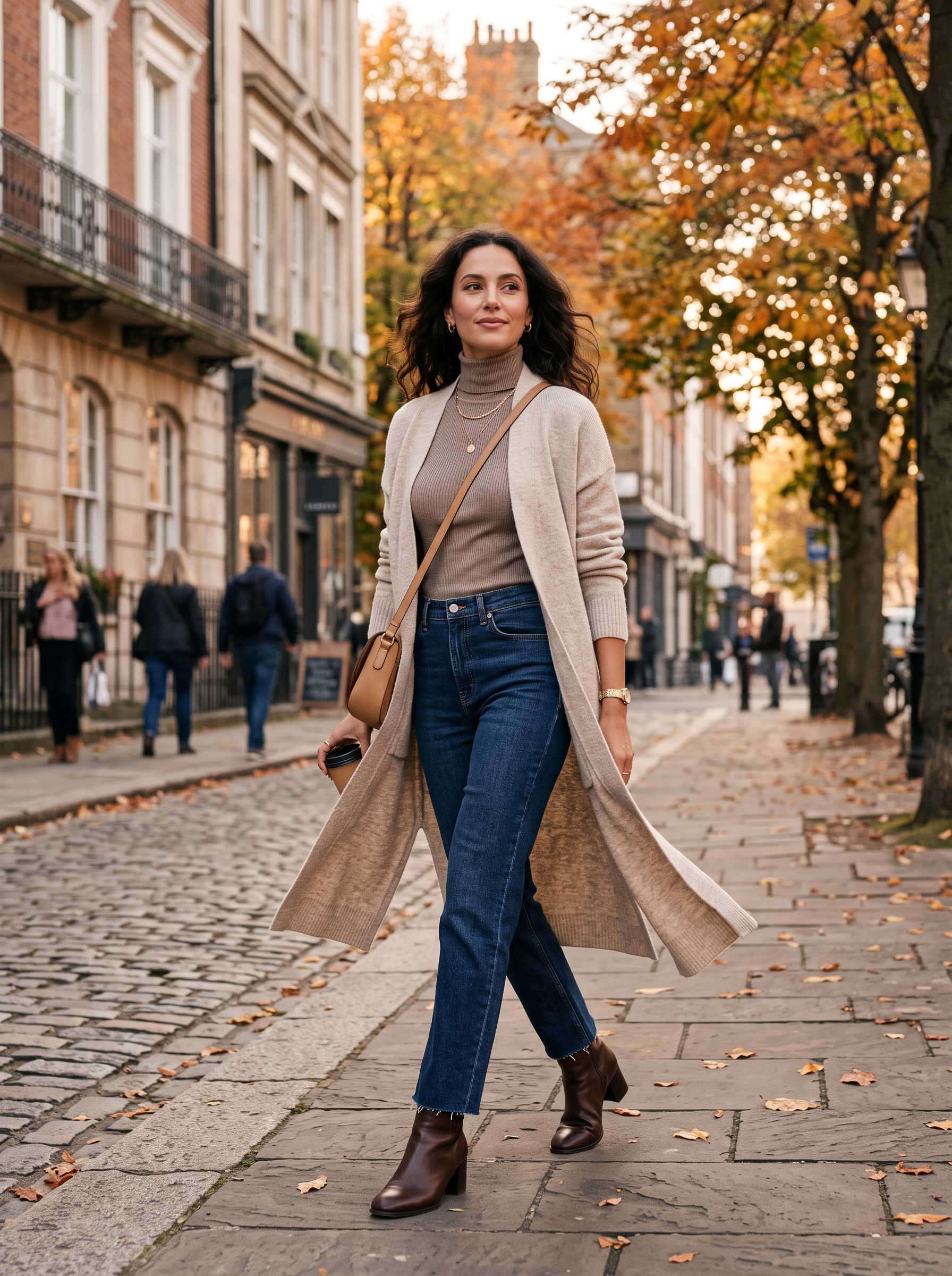 Long Cardigan With Straight-Leg Jeans