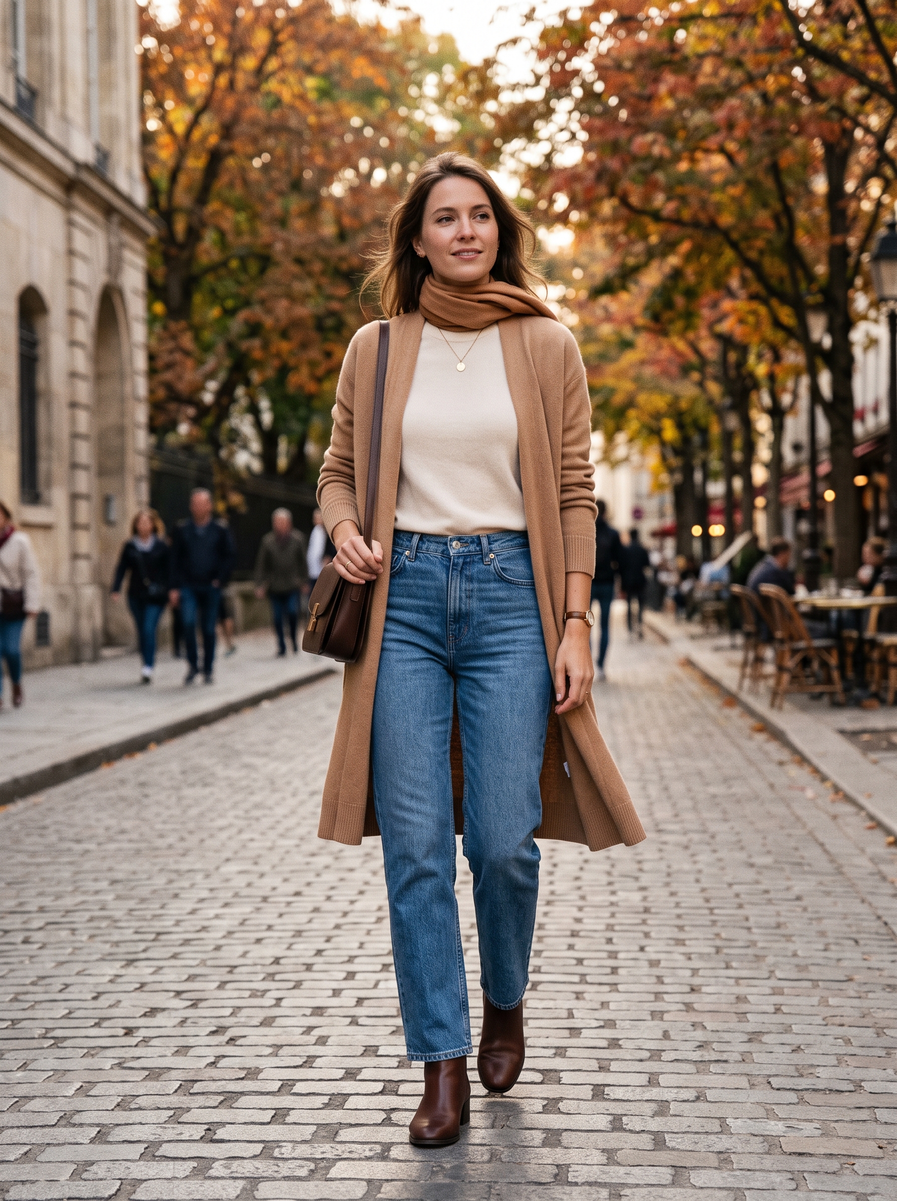 Long Cardigan With Straight-Leg Jeans