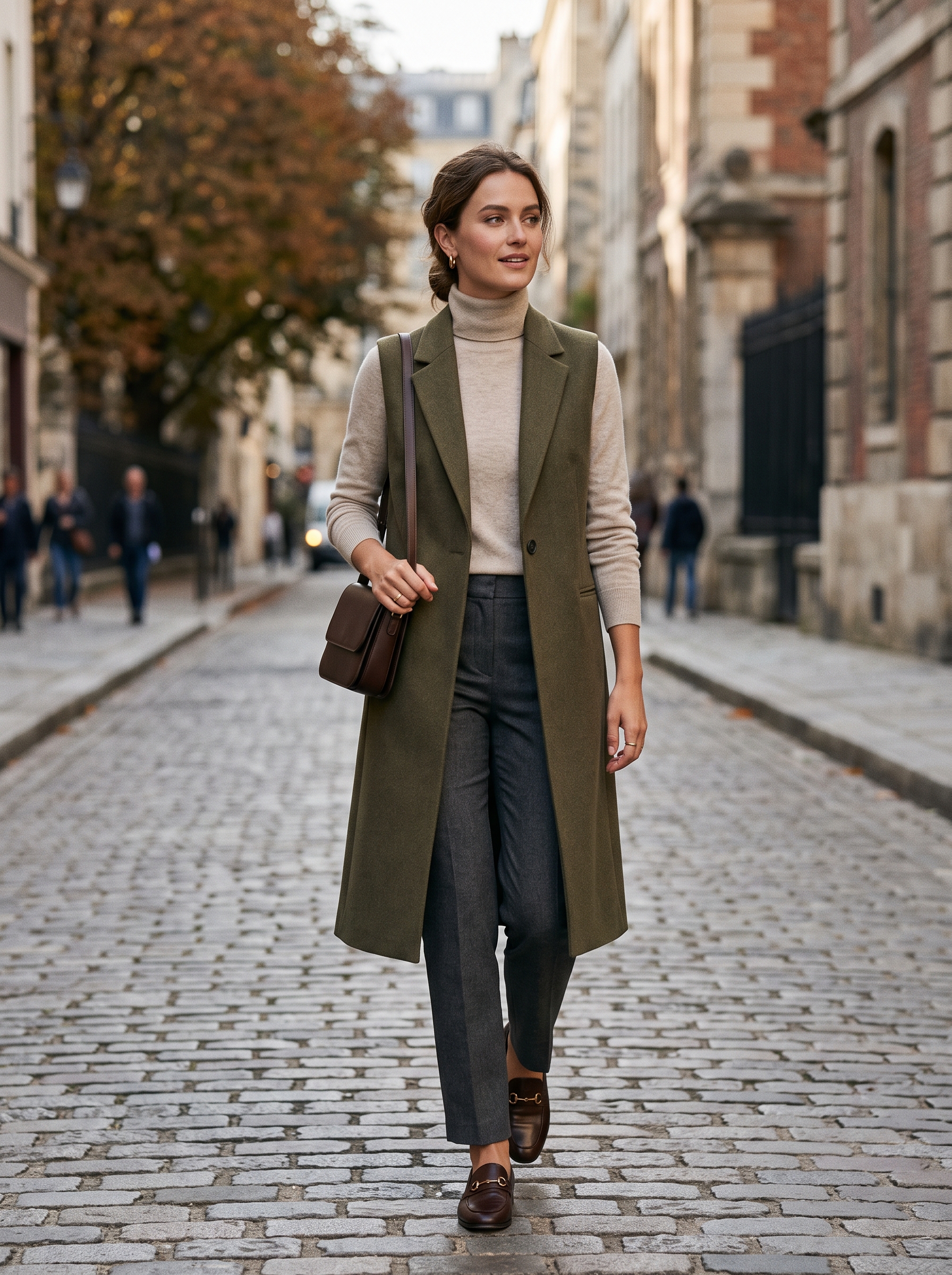 Long Vest With Fine-Knit Sweater