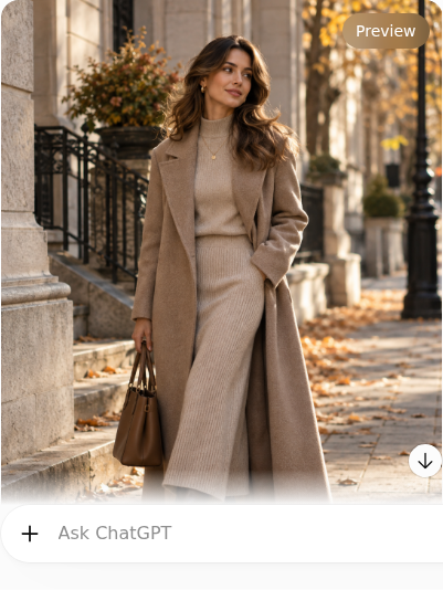 Long Wool Coat With a Monochrome Knit Set
