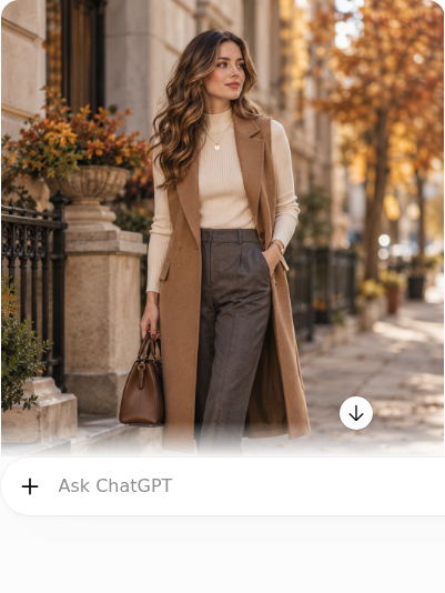 Longline Vest With Fine-Knit Top and Trousers