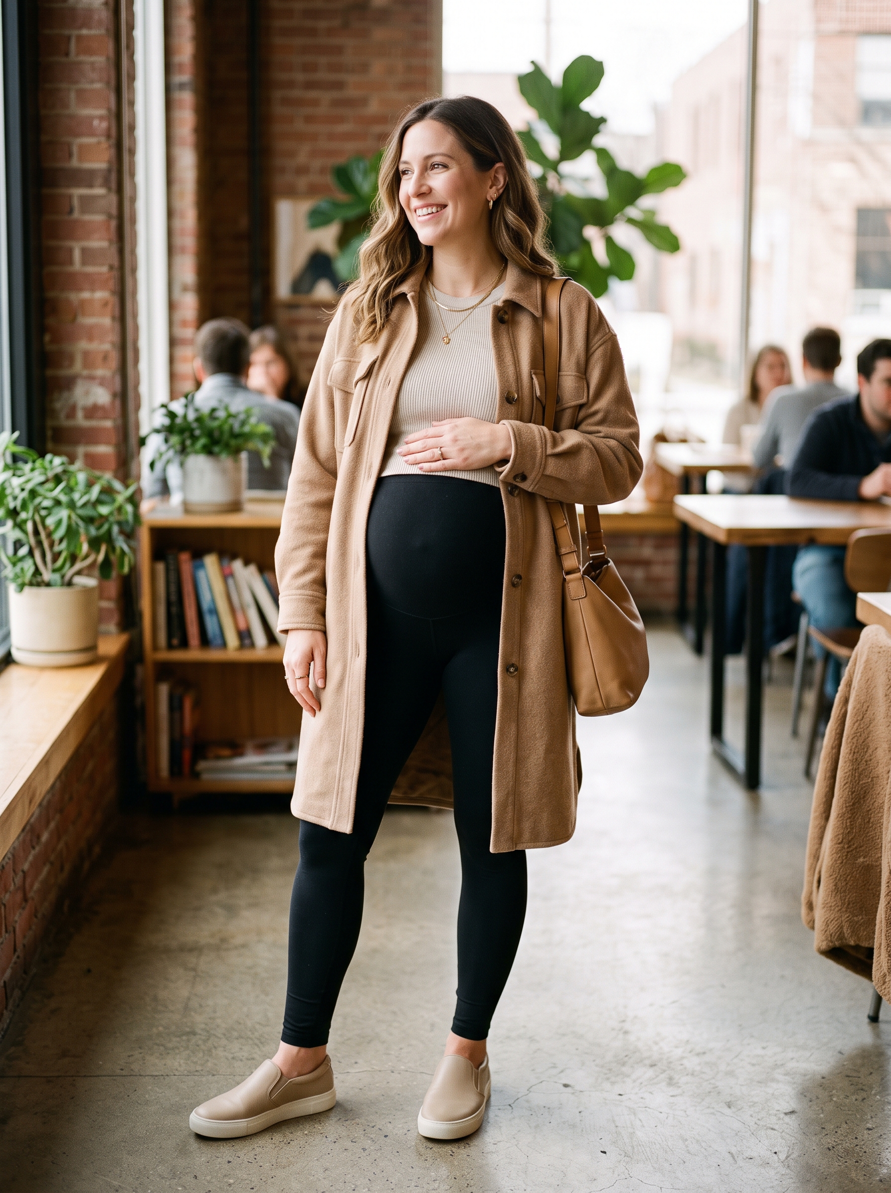Maternity Leggings With a Longline Shacket