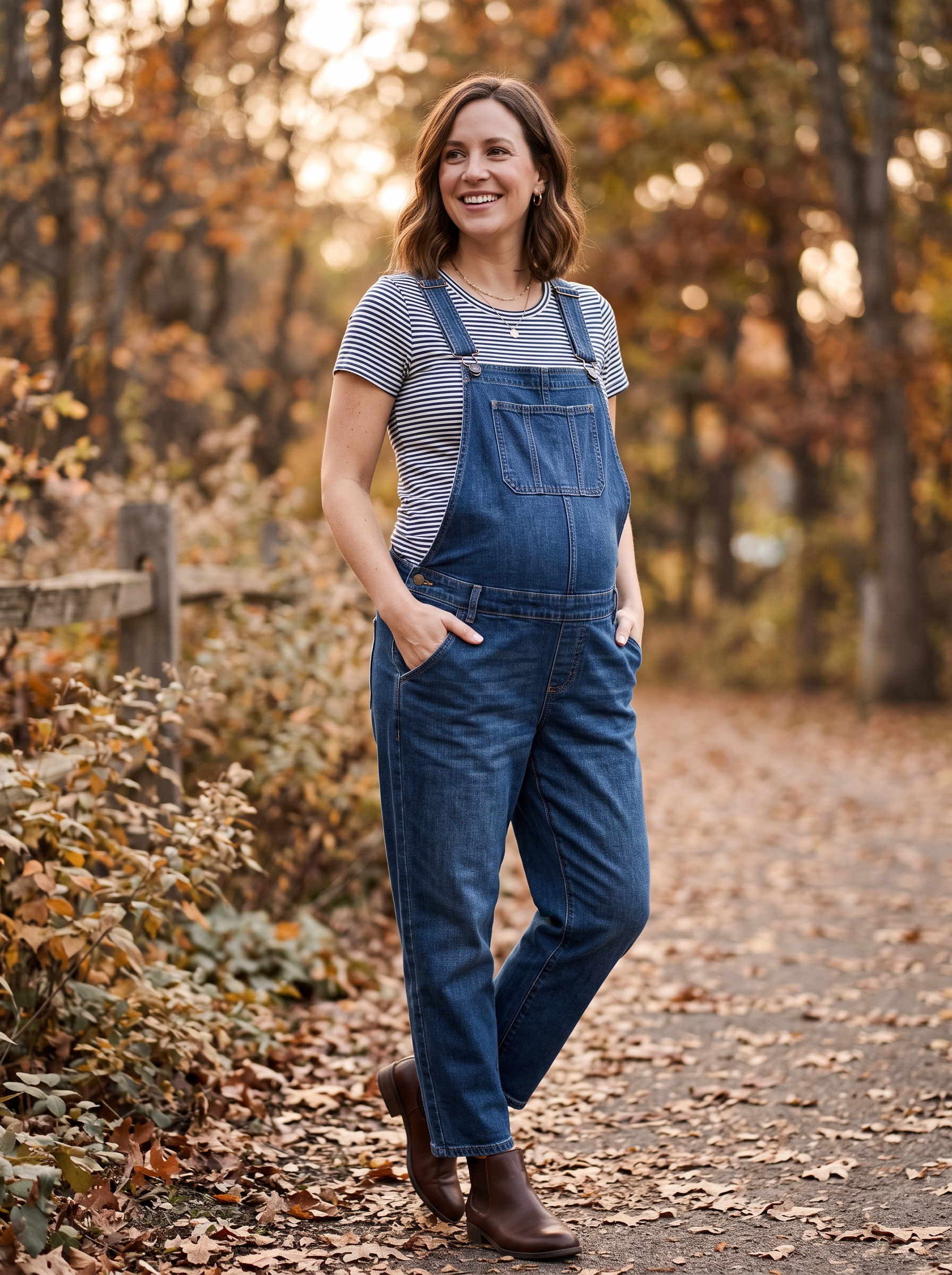 Maternity Overalls With Striped Tee