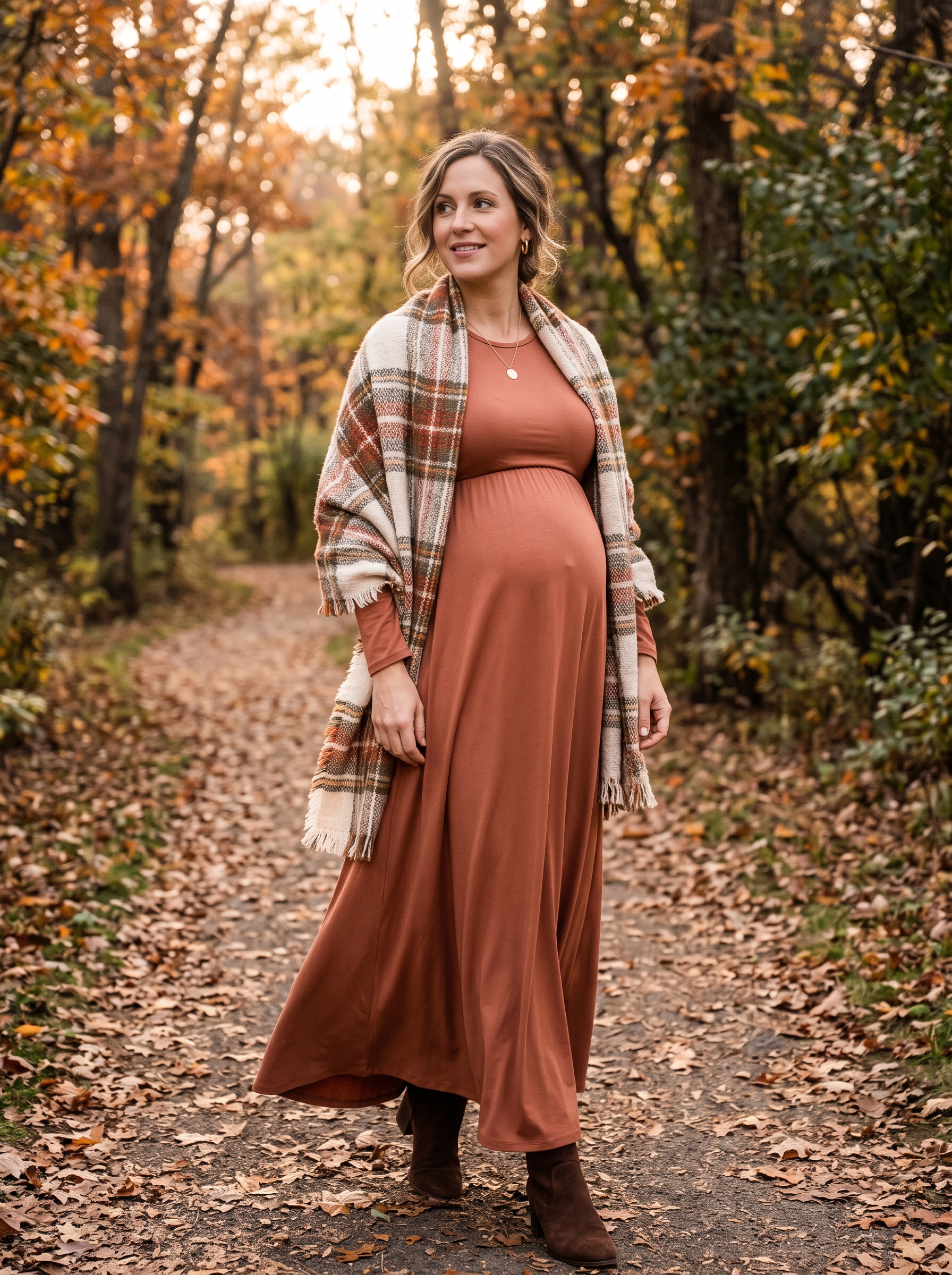 Maxi Dress With Blanket Scarf