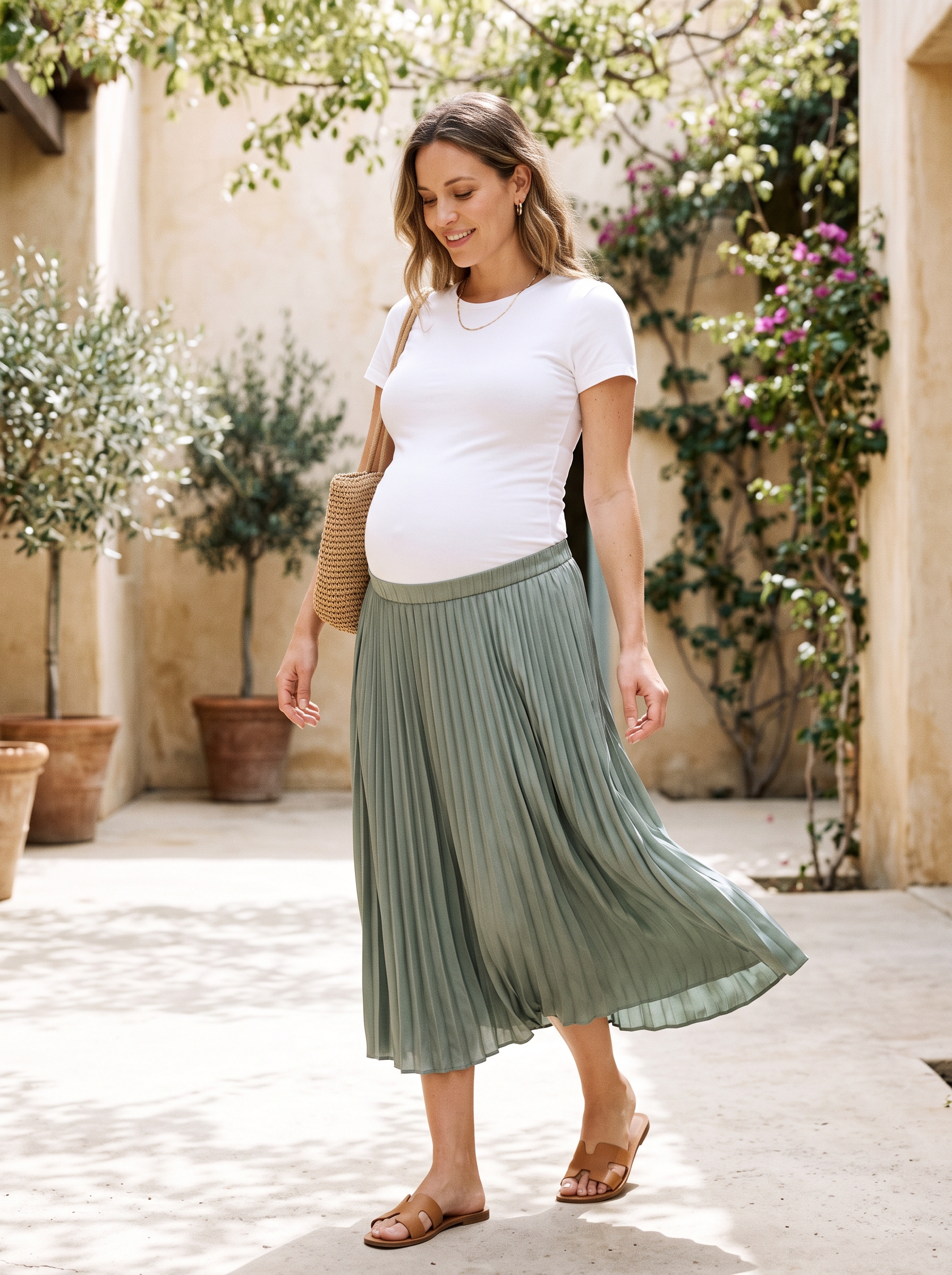 Midi Skirt With Fitted Maternity Tee