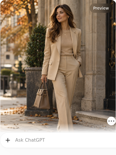 Monochrome Beige Suit With a Fine Knit