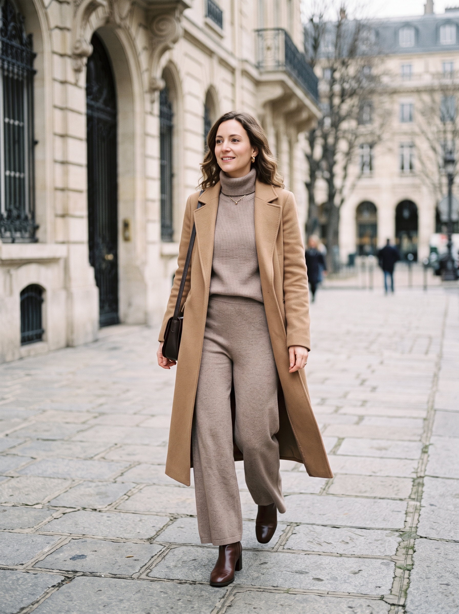 Monochrome Knit Set With Long Jacket