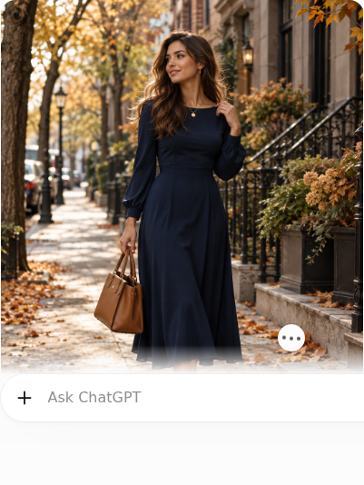 Navy Long-Sleeve Midi Dress