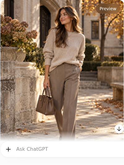 Oatmeal Sweater With Taupe Straight-Leg Trousers