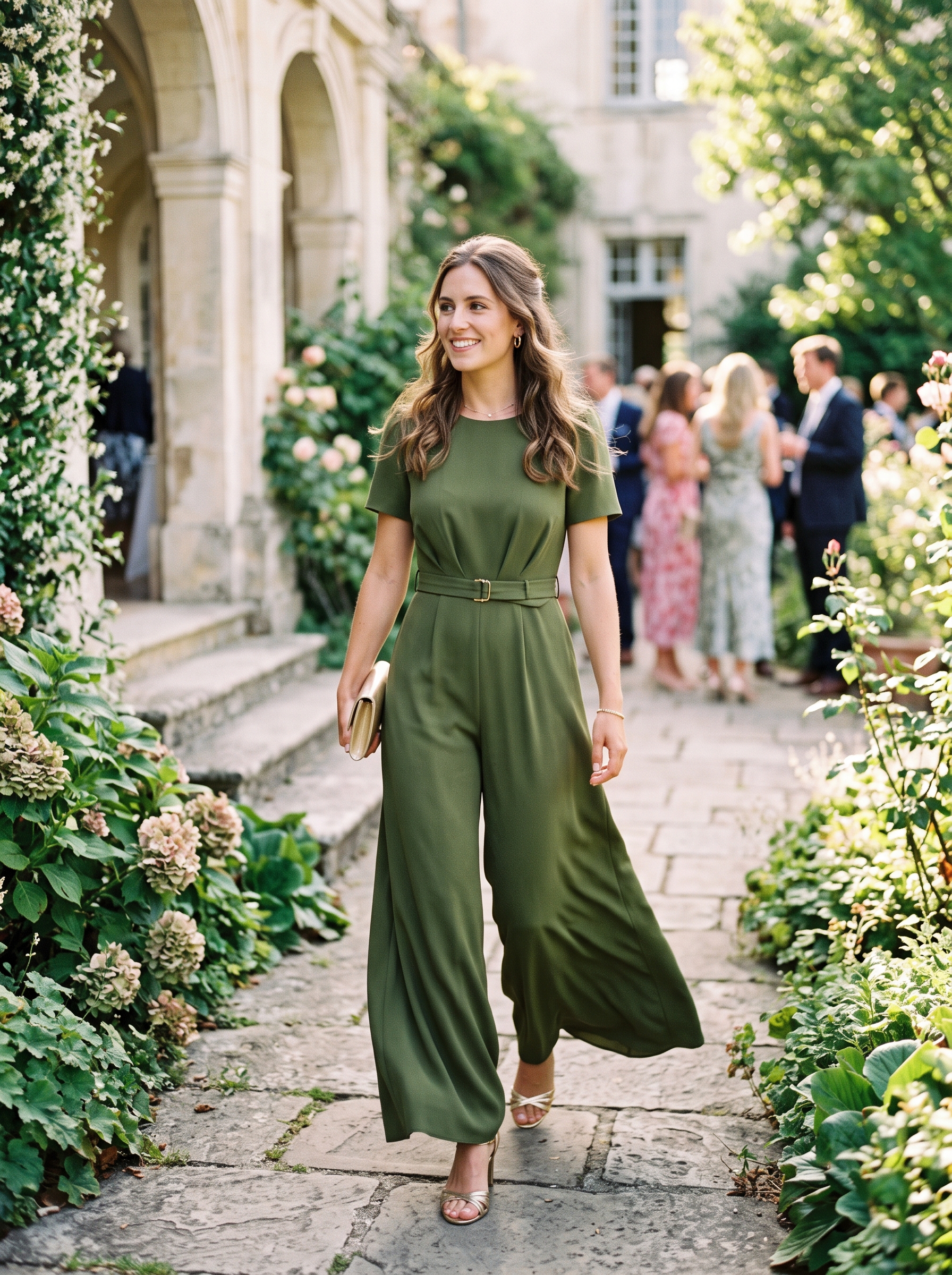 Olive Green Jumpsuit With Wide Legs