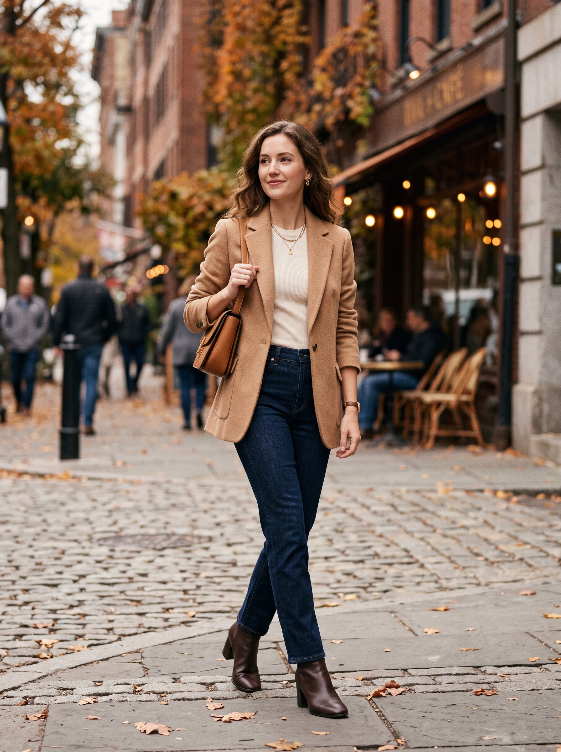 Open Blazer With Dark Wash Jeans