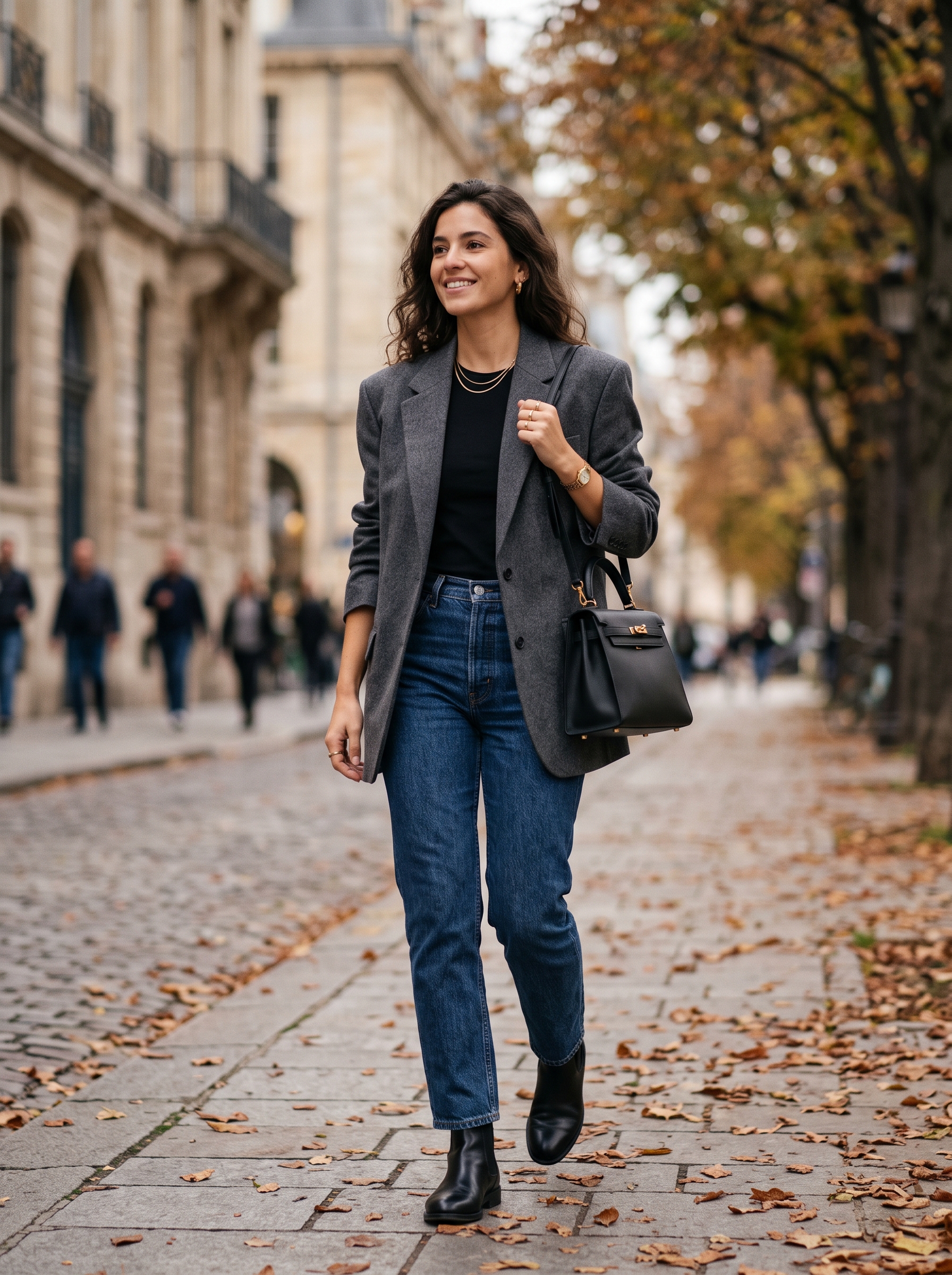 Oversized Blazer With Fitted Tee and Jeans