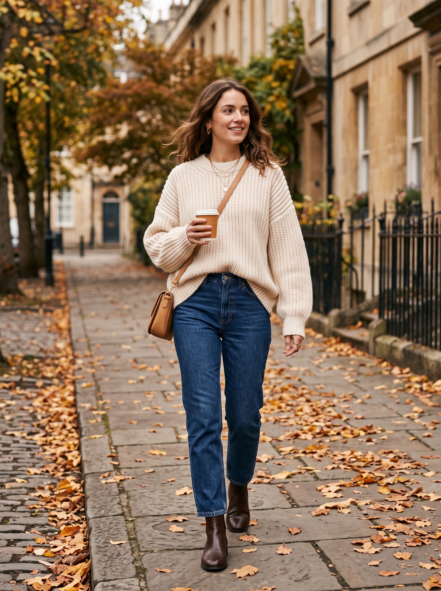 Oversized Knit Sweater With Straight-Leg Jeans