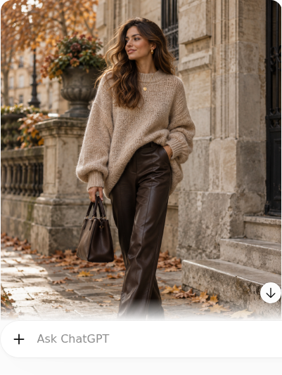 Oversized Knit With Leather Trousers