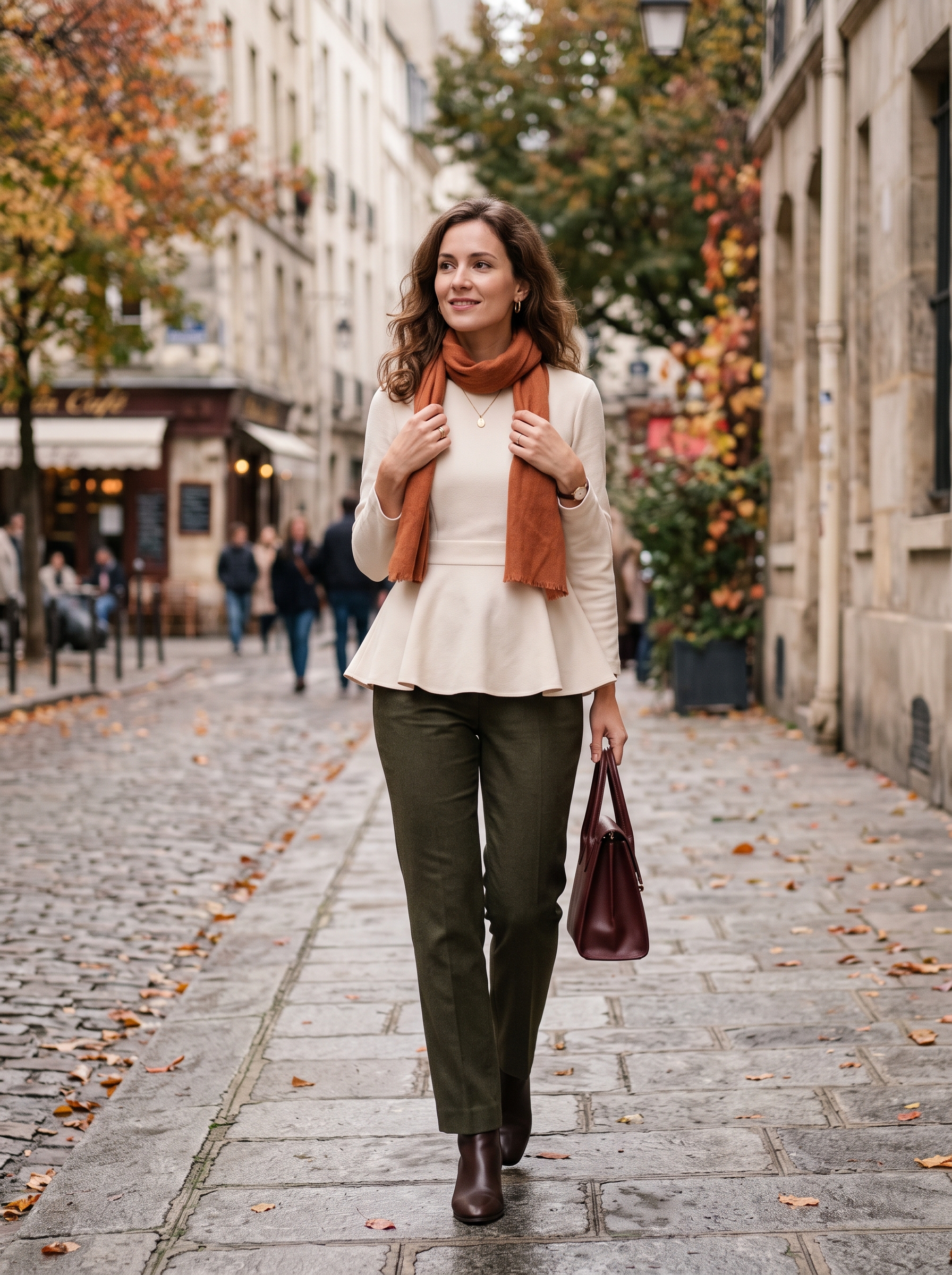 Peplum Top With Straight-Leg Pants
