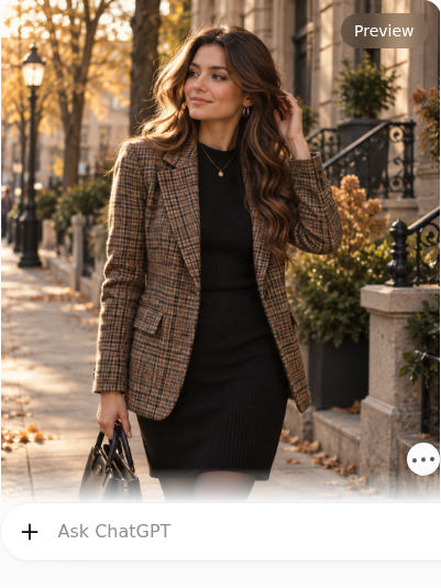 Plaid Blazer With a Black Knit Dress