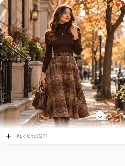 Plaid Midi Skirt With a Fitted Turtleneck