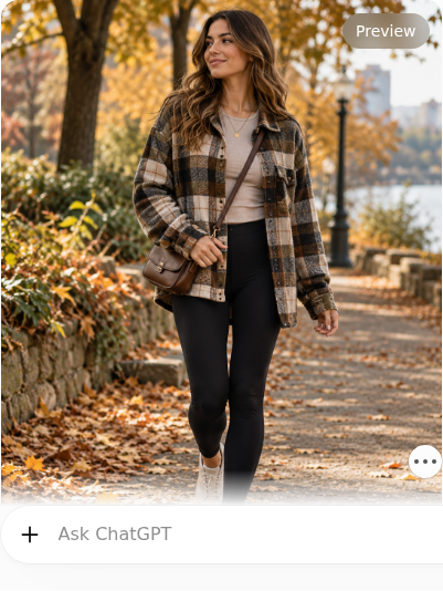 Plaid Overshirt With Leggings and Sneakers