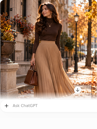 Pleated Midi Skirt With a Fitted Turtleneck
