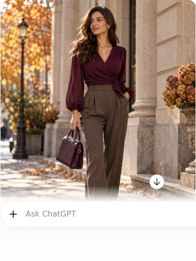 Plum Wrap Top With High-Rise Trousers
