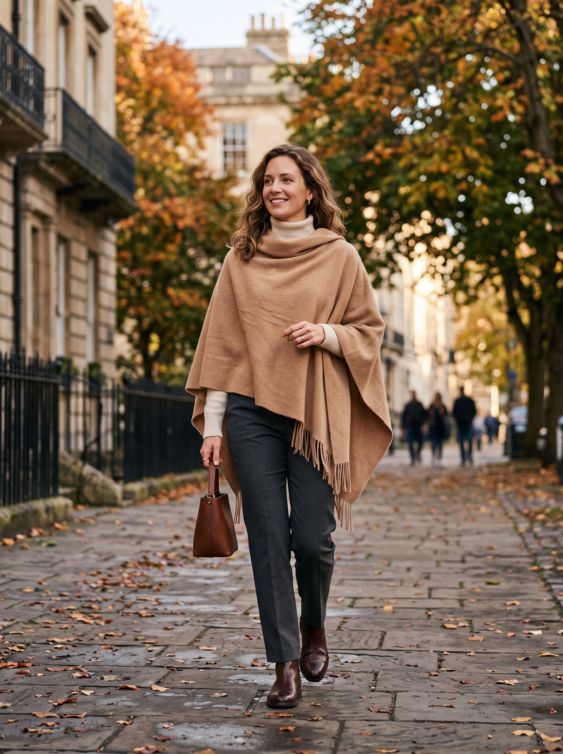 Poncho With Straight-Leg Trousers