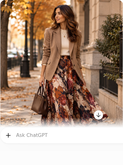 Printed Midi Skirt With a Neutral Blazer