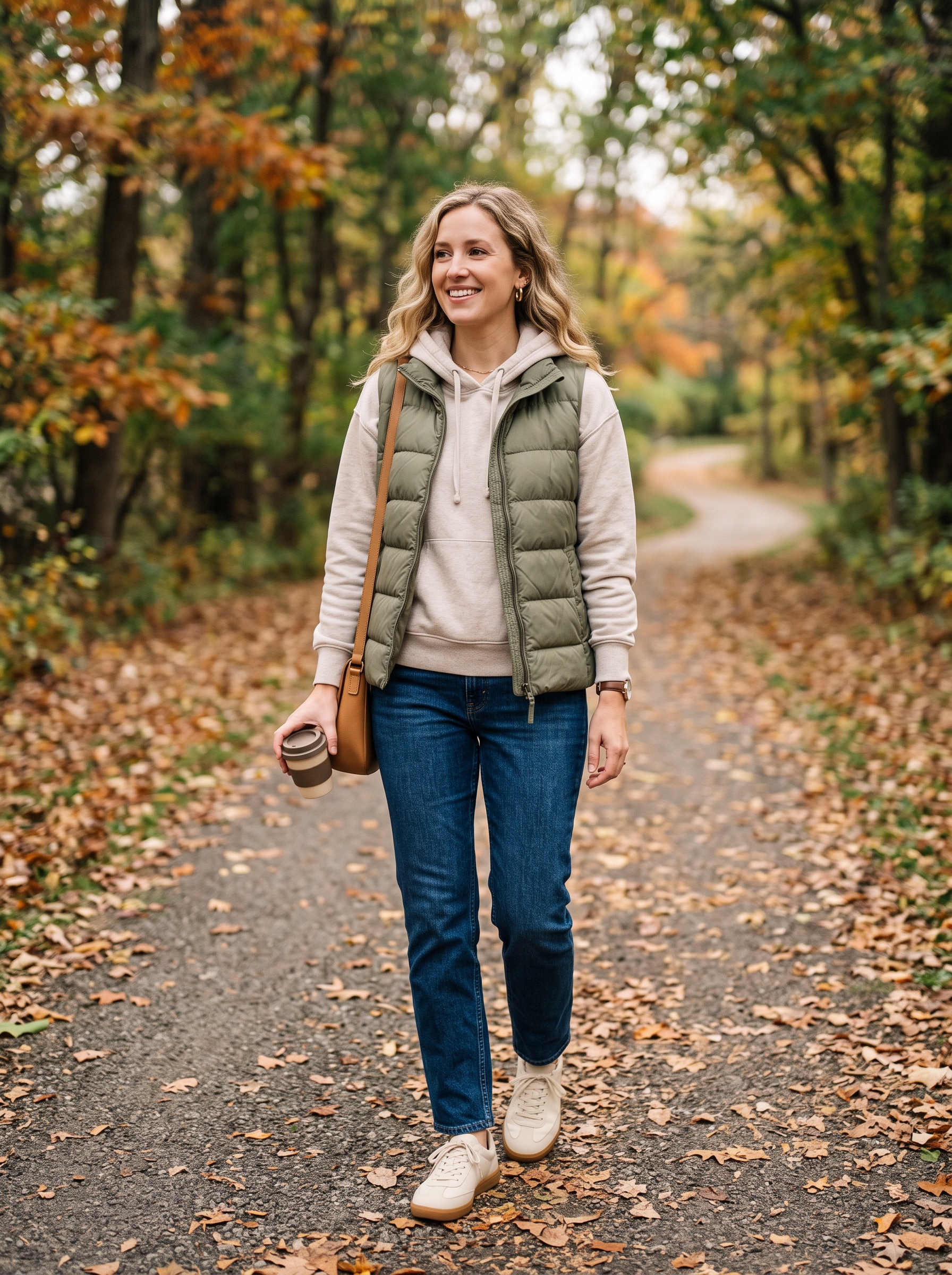 Puffer Vest With Hoodie and Jeans