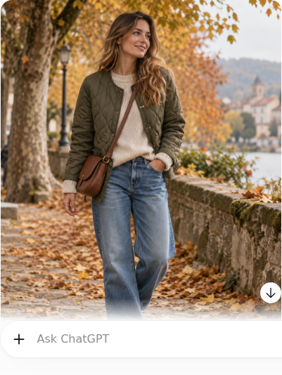 Quilted Jacket With Sweater and Relaxed Jeans