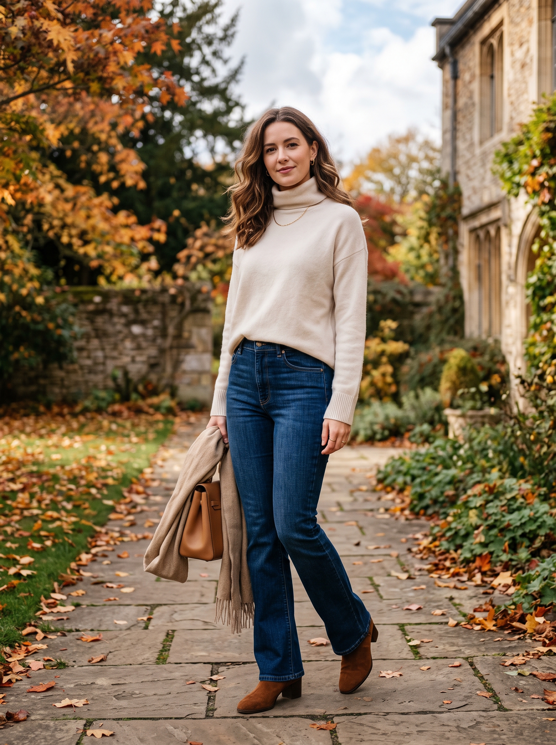 Relaxed Turtleneck With Bootcut Jeans