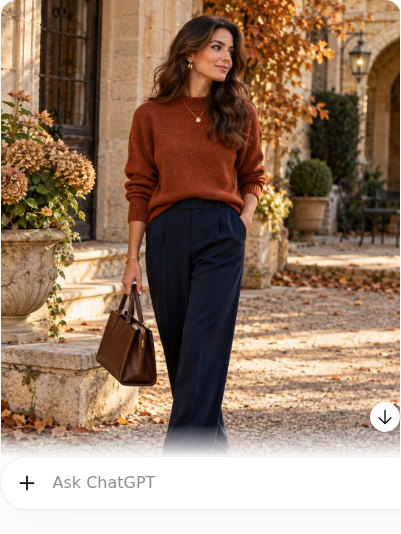 Rust Sweater With Navy Tailored Trousers