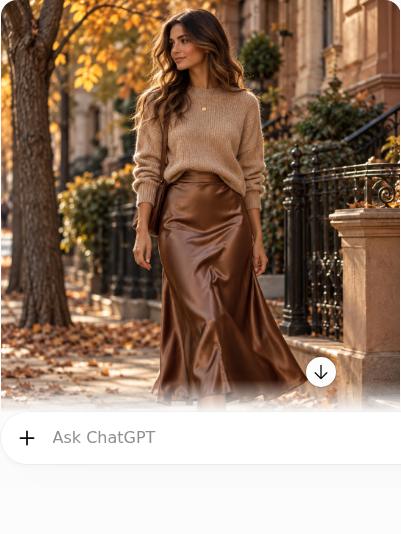Satin Midi Skirt With Soft Knit Sweater