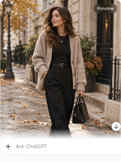 Soft Cardigan With Black Tee and Relaxed Trousers