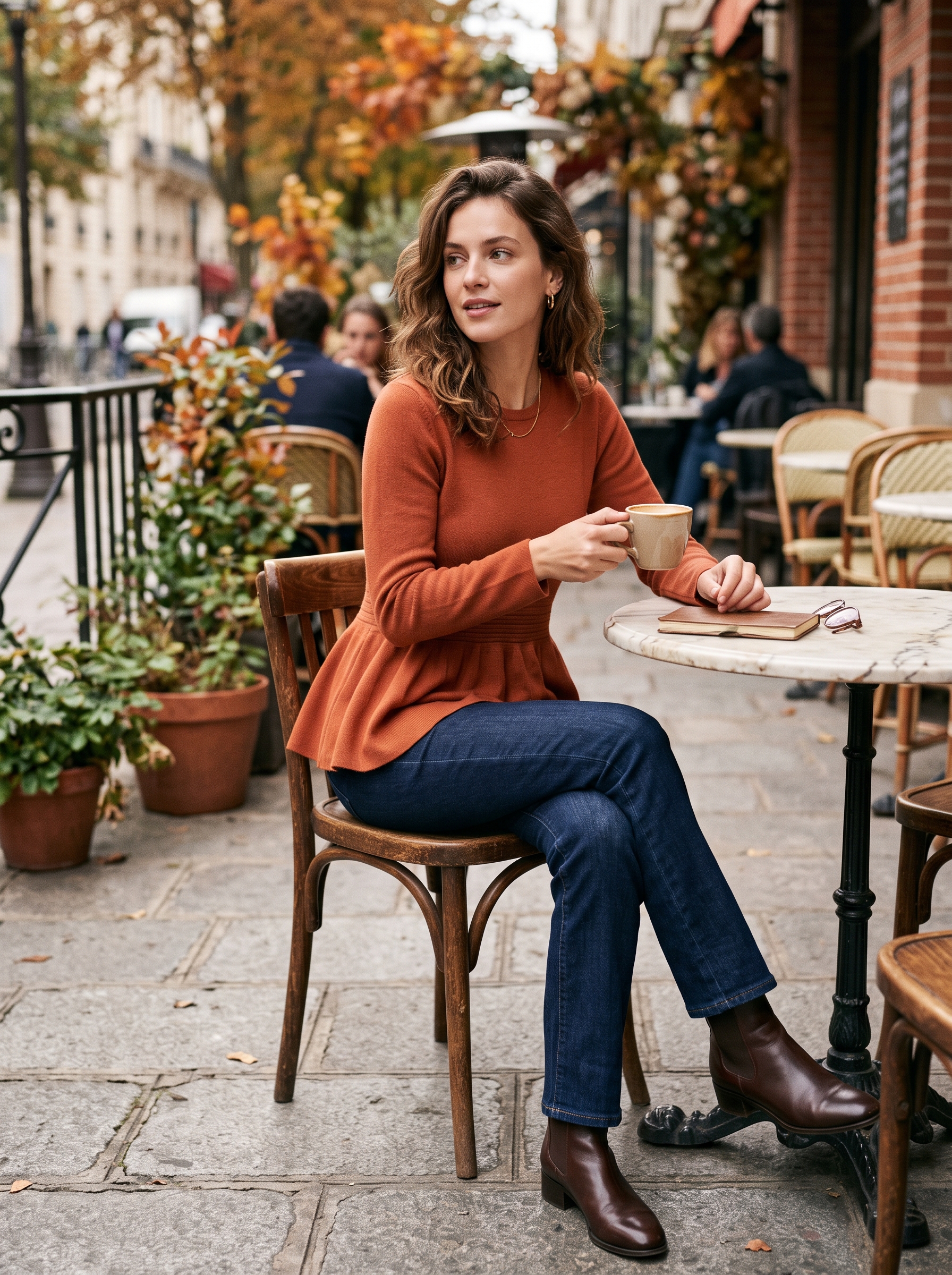 Soft Peplum Top With Dark Straight Jeans