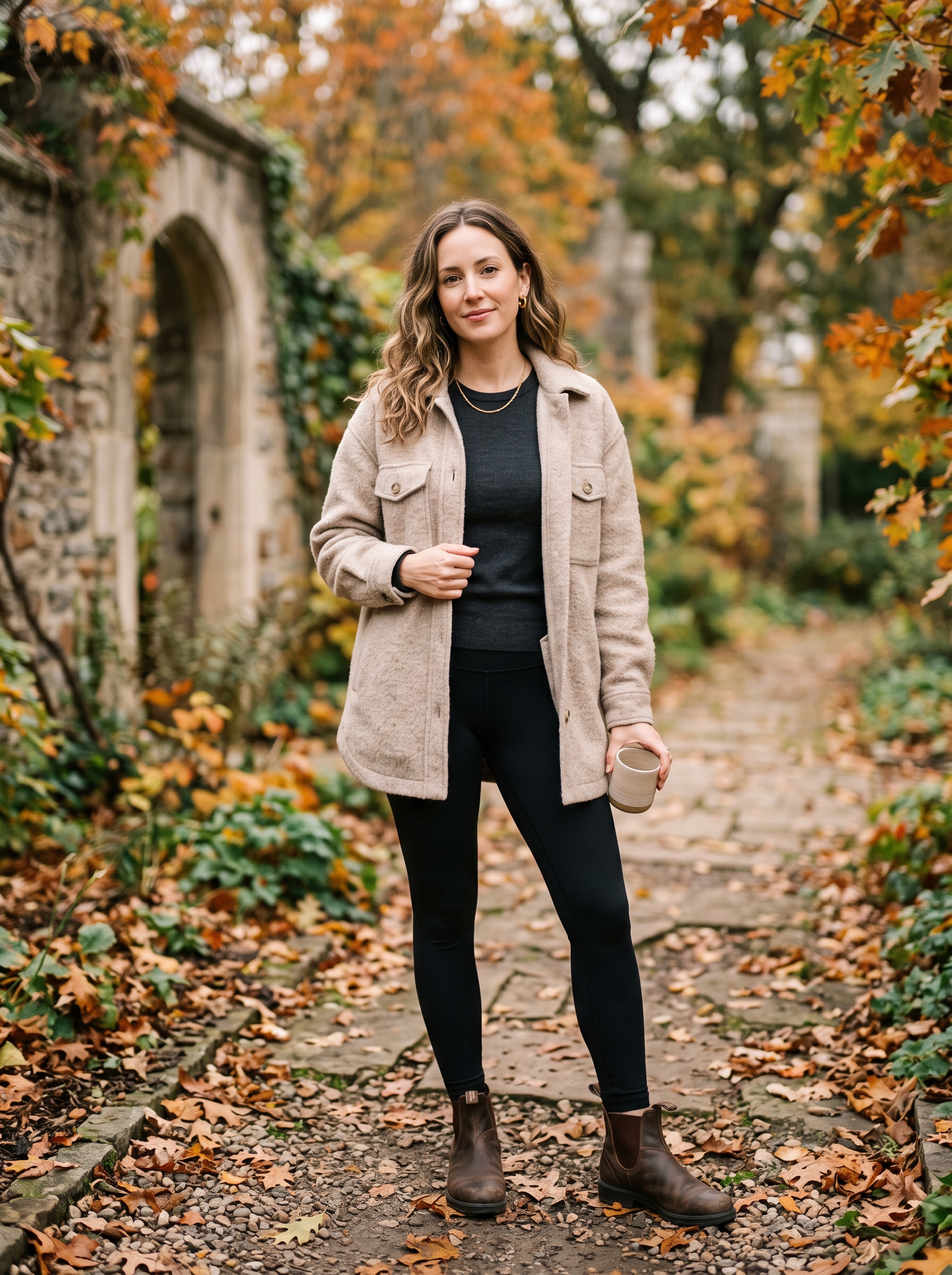Soft Shacket With Dark Leggings