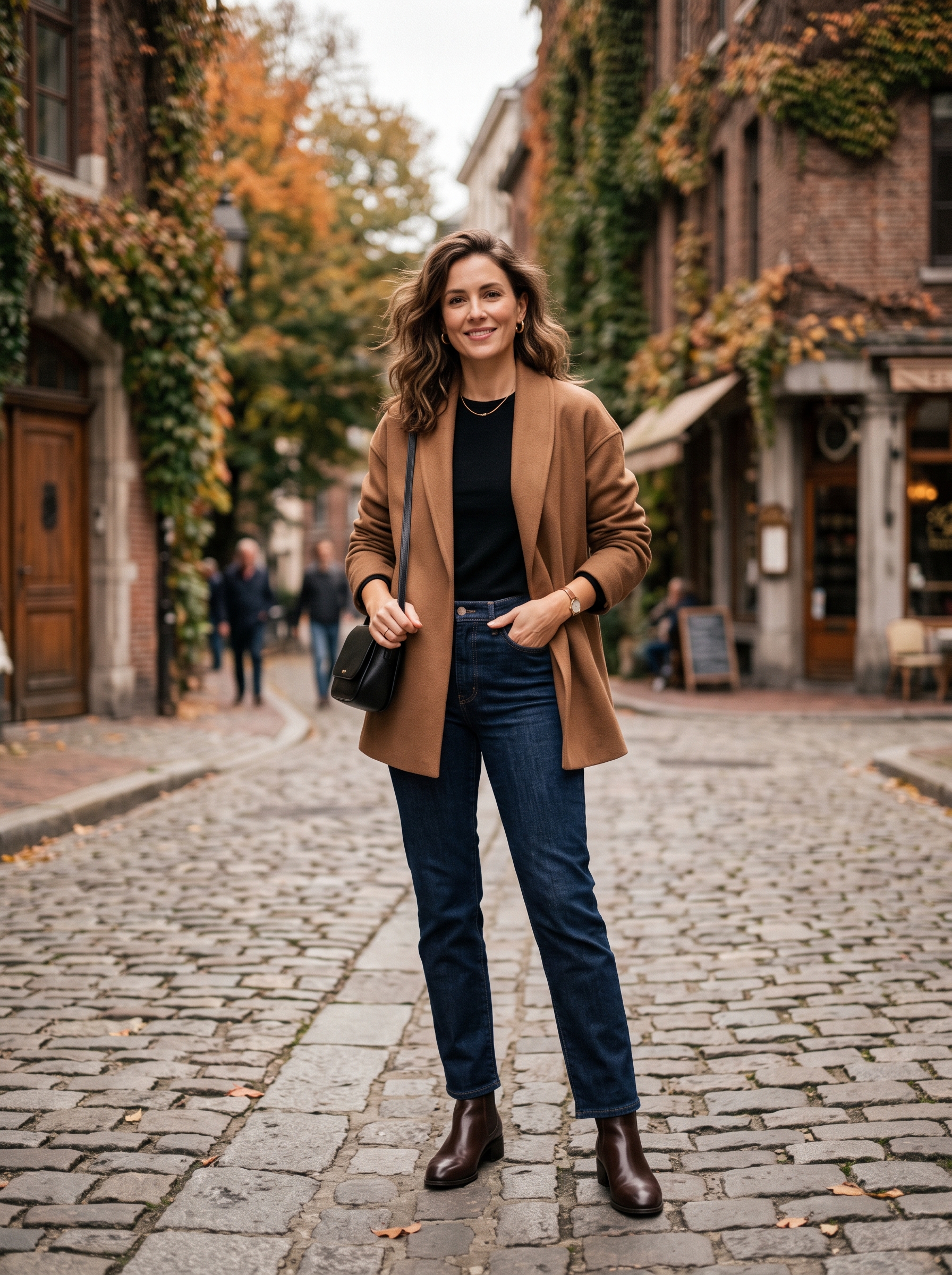 Soft Shacket With Dark Straight-Leg Jeans