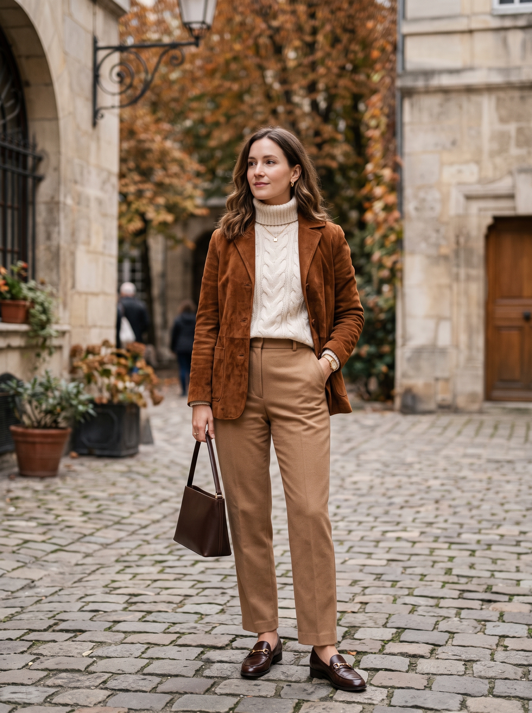 Suede Jacket With Cream Knit