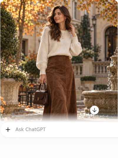 Suede Midi Skirt With a Cream Sweater