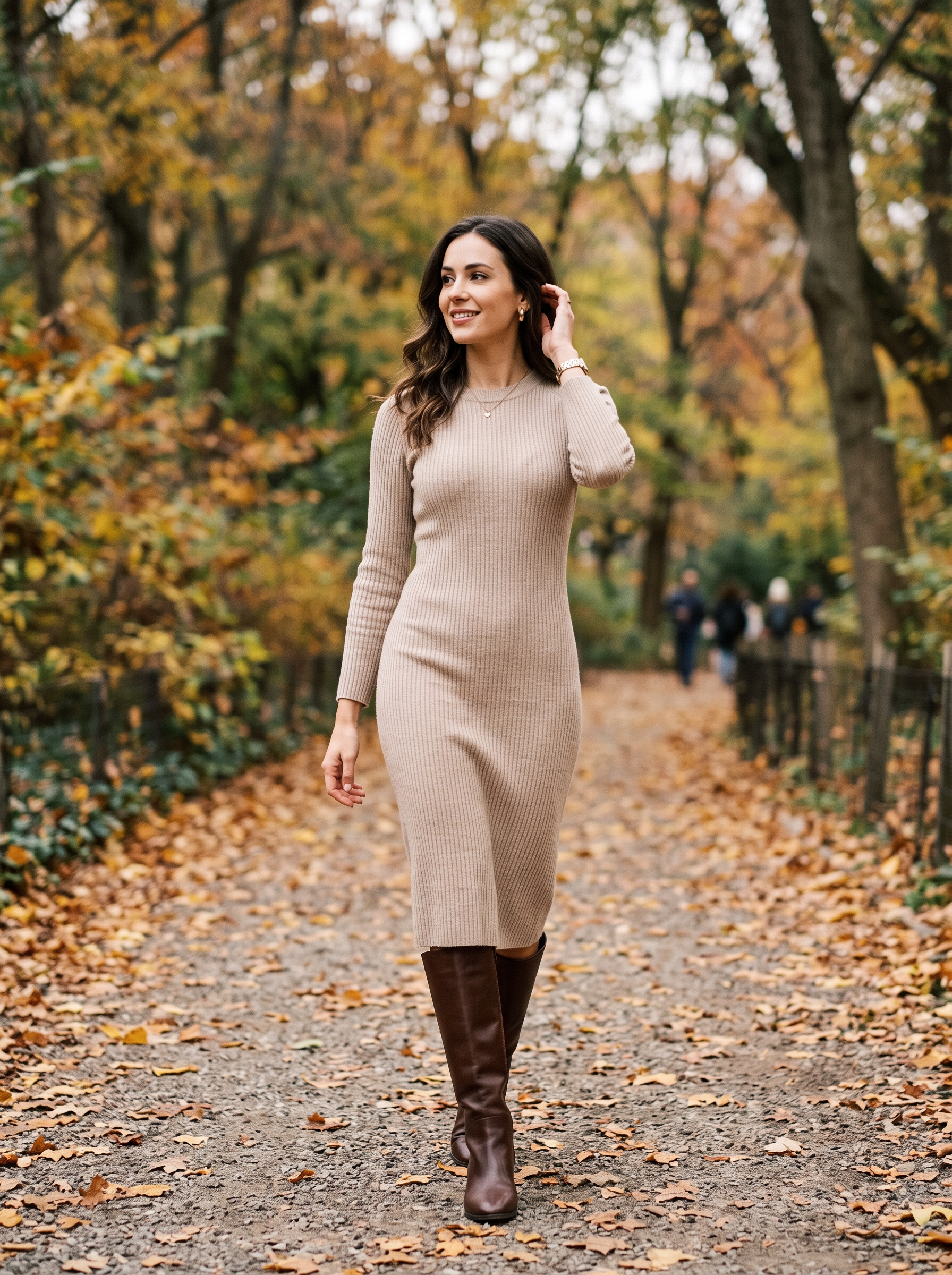 Sweater Dress With Knee-High Boots