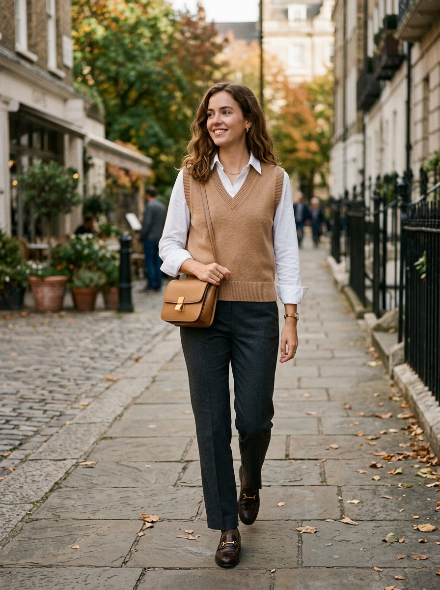 Sweater Vest Over a Crisp Shirt