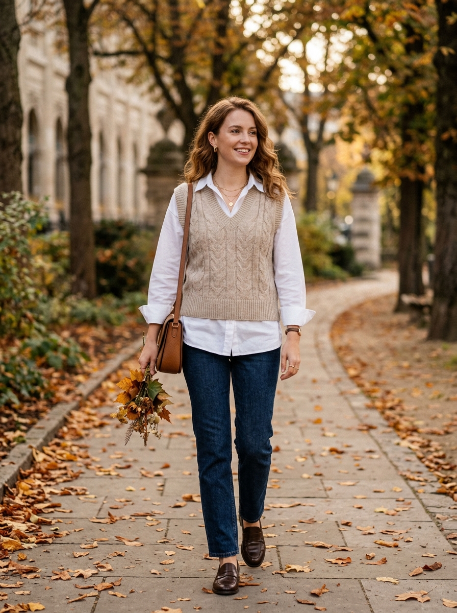 Sweater Vest With a Crisp Button-Down