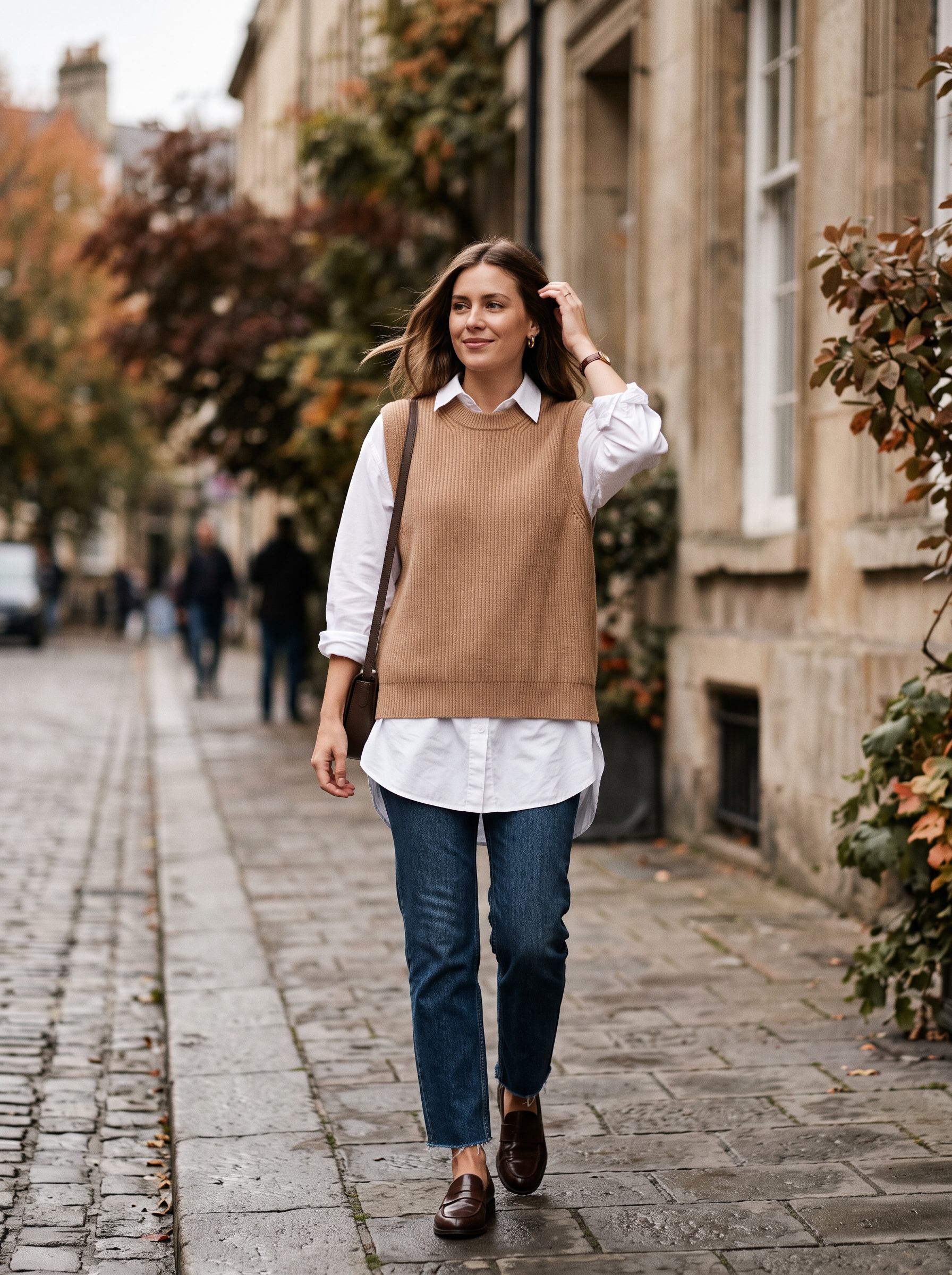 Sweater Vest With a Long Button-Down