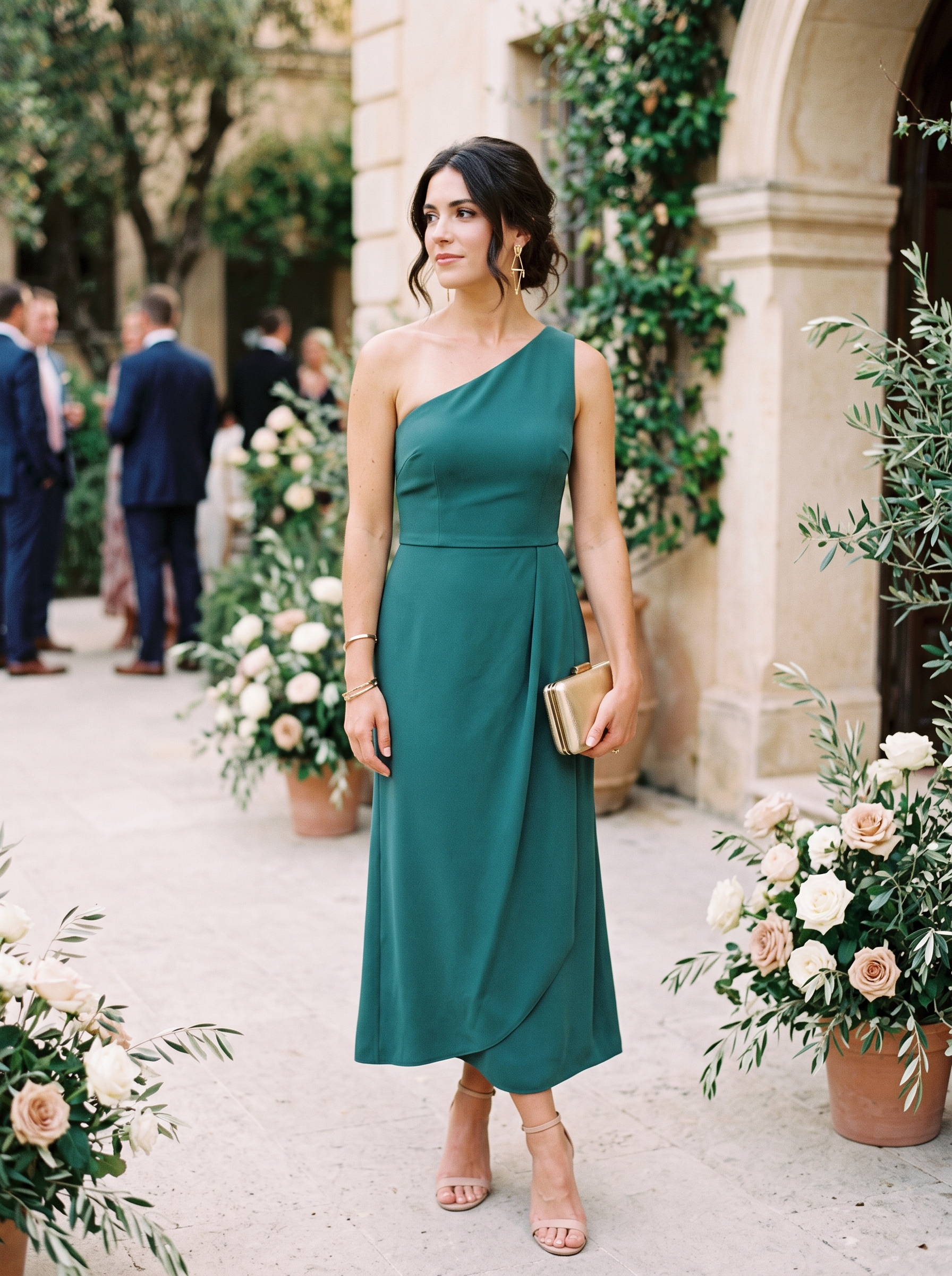 Teal Green One-Shoulder Dress