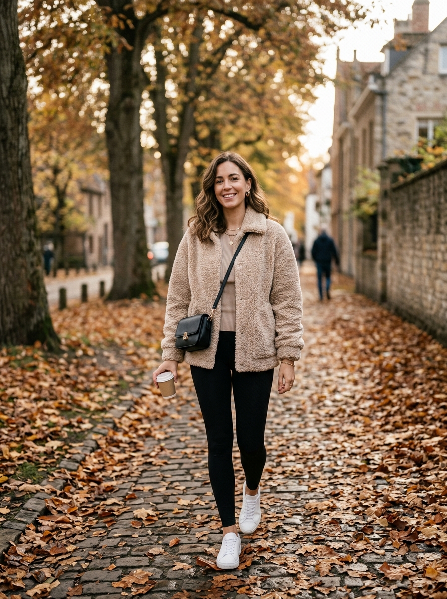 Teddy Jacket With Leggings and Sneakers