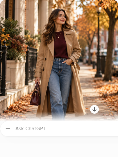 Trench Coat With Burgundy Top and Denim