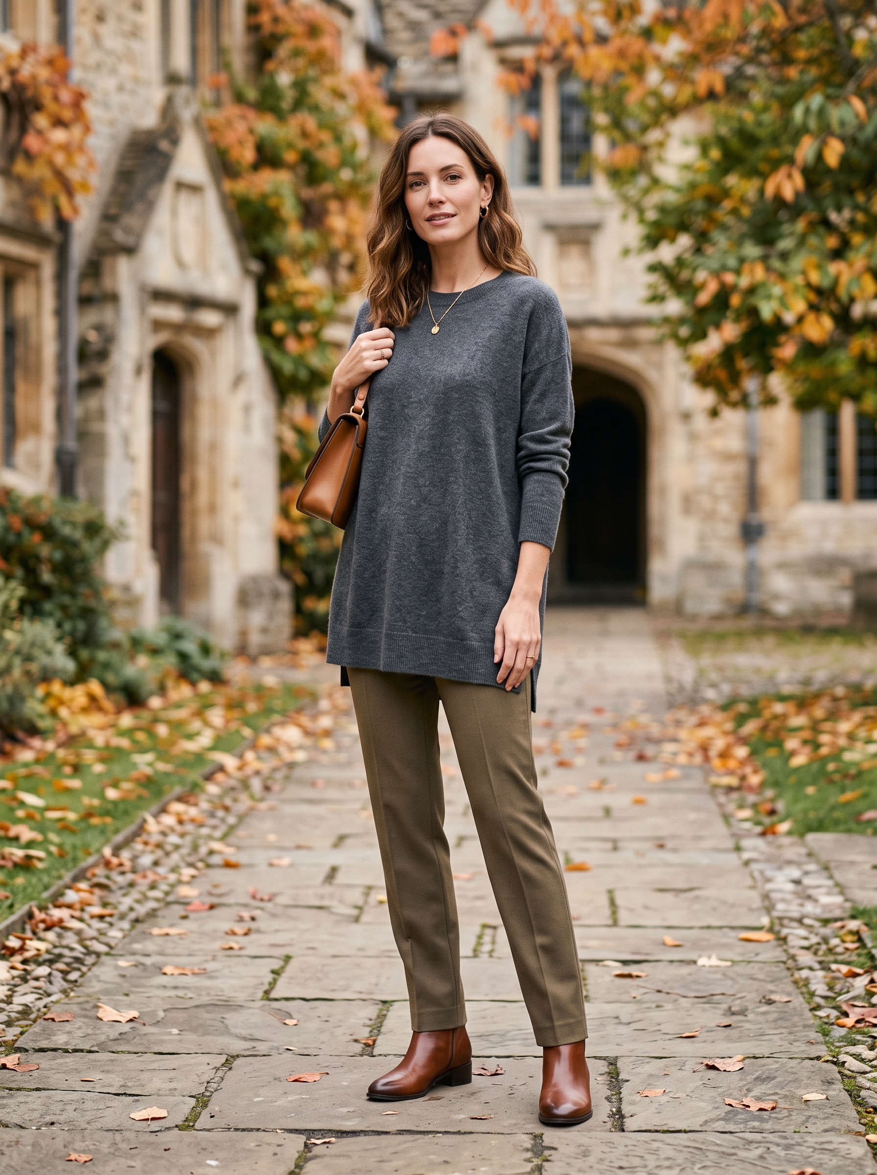 Tunic Sweater With Slim Straight Pants