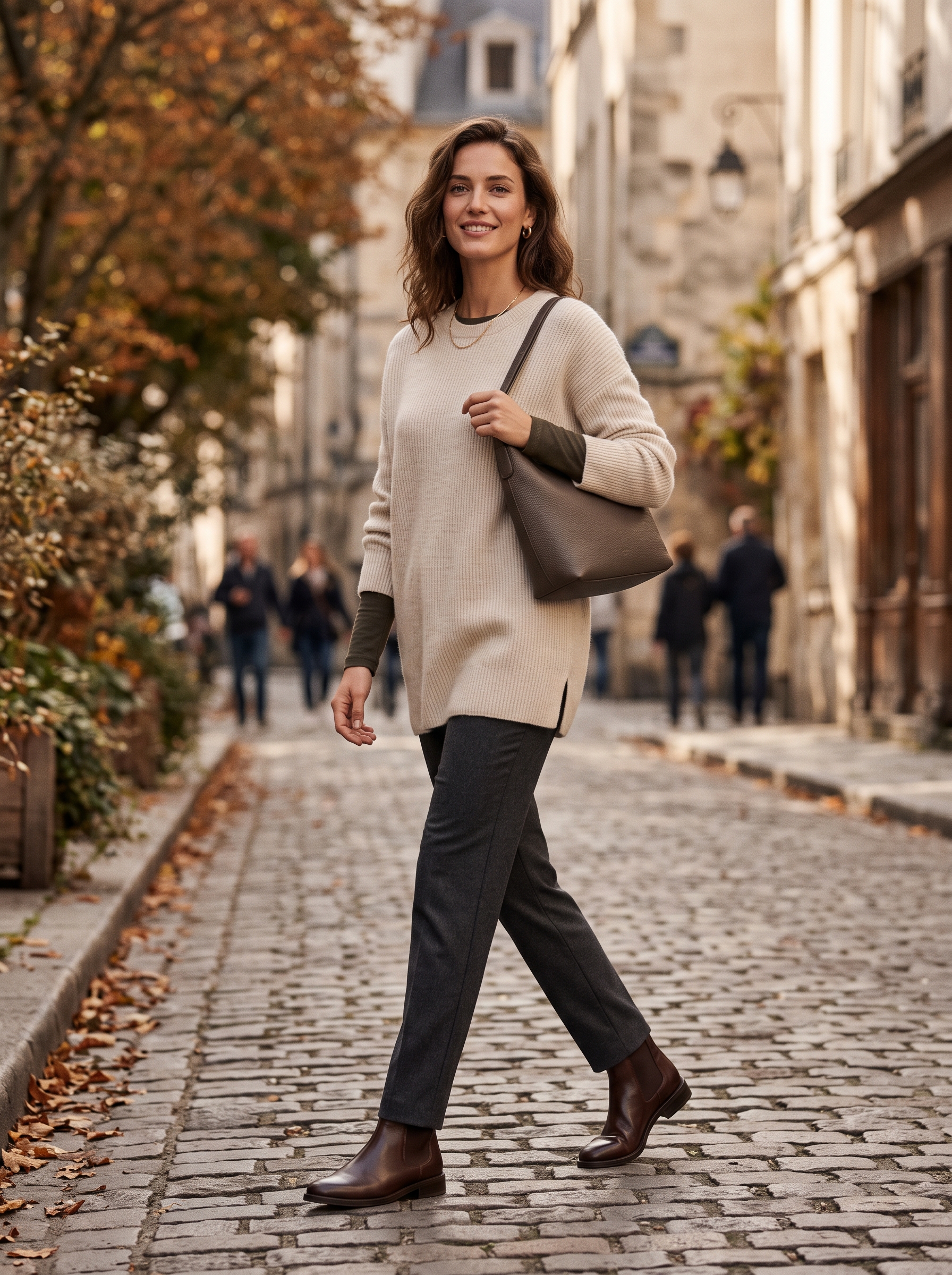 Tunic Sweater With Slim Straight Pants