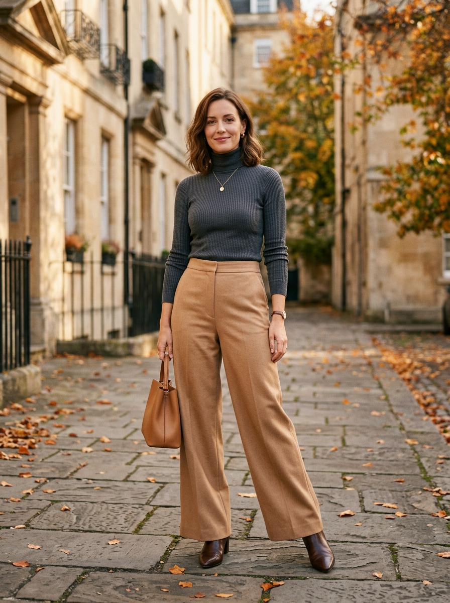 Turtleneck With Wide-Leg Trousers